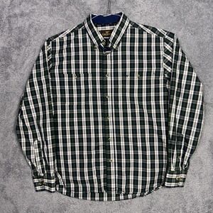 King Ranch Shirt Mens L 100% Cotton Tartan Plaid Western Cowboy Long Sleeve